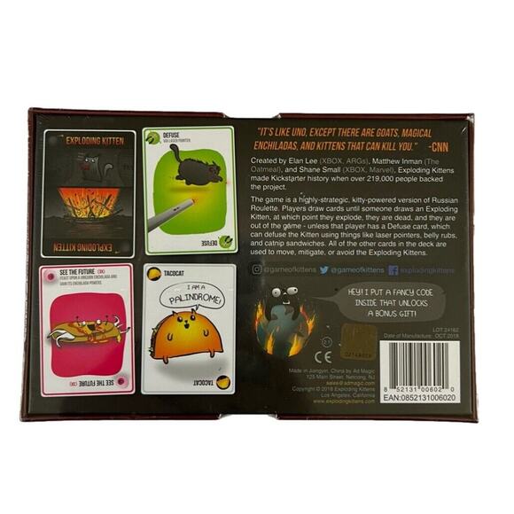 Exploding Kittens Entertaining Card Game Original Edition Party Game - Picture 2 of 3